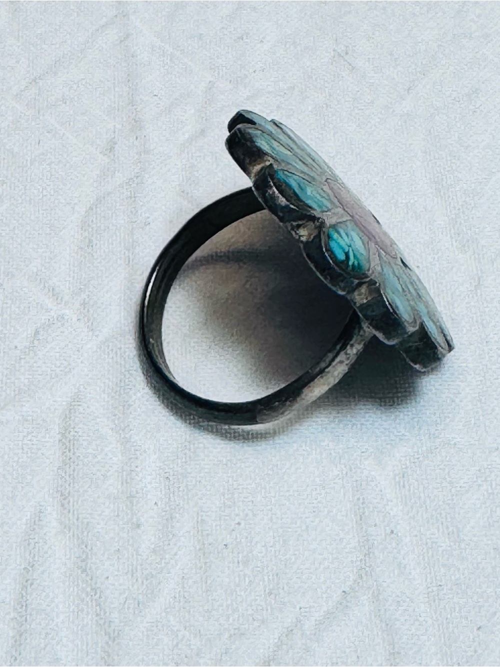 VTG Sterling Silver Turquoise Cluster Flower Ring sz 7 Native American Navajo - Picture 2 of 5